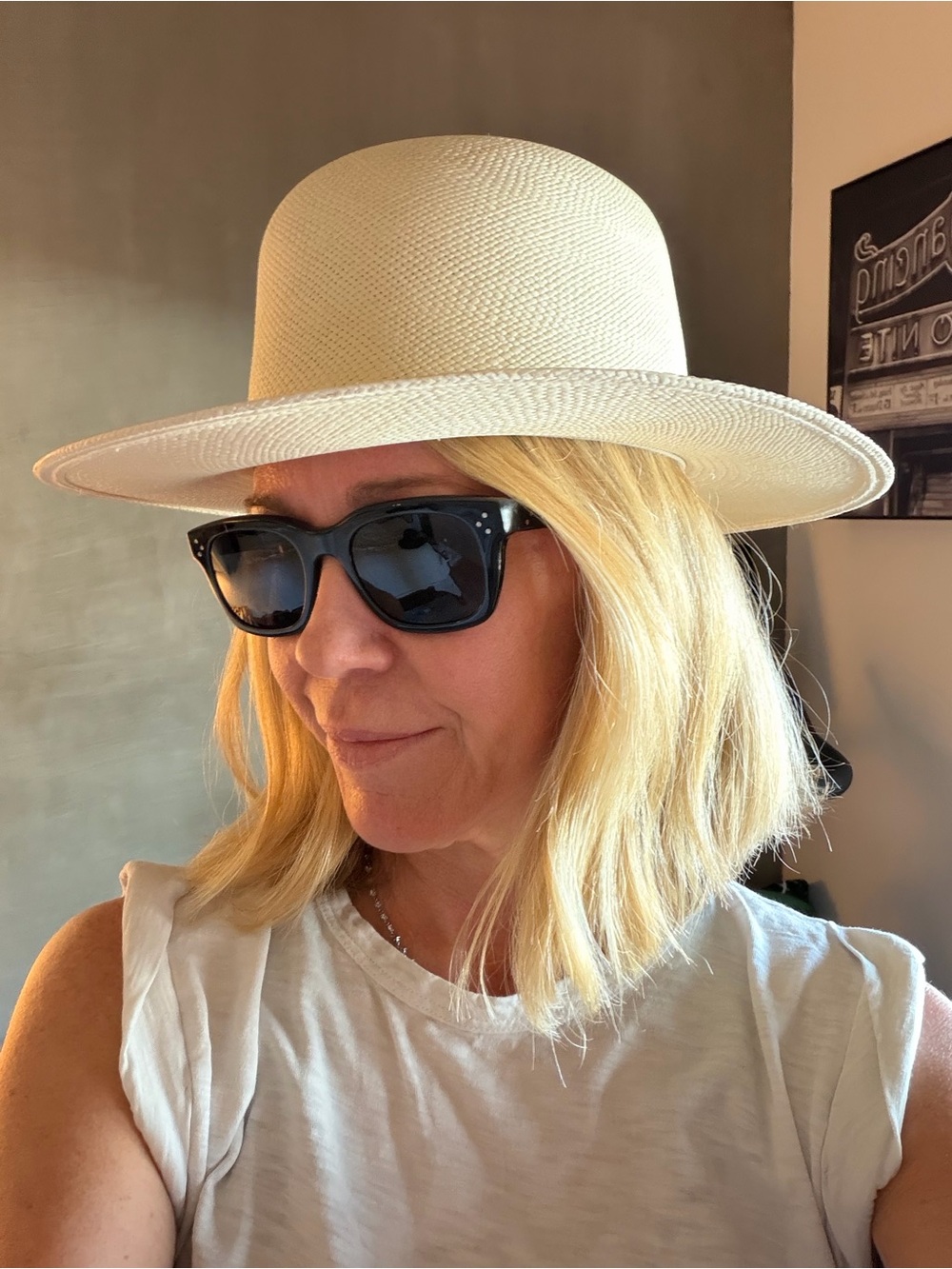 Janessa Leone Cream Wide-Brim Straw Hat